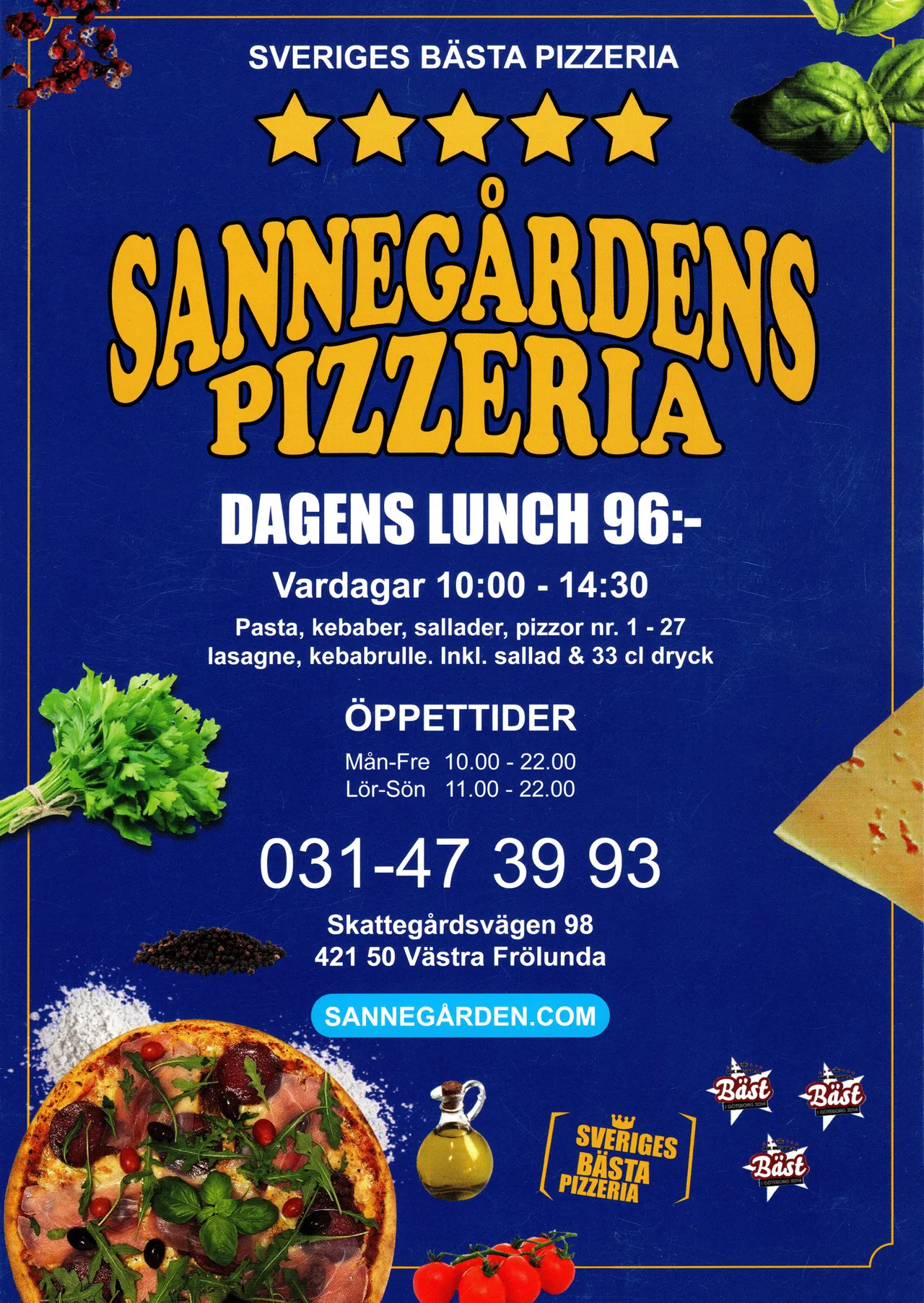 Bild på menyn för Sannegårdens Pizzeria, Göteborg