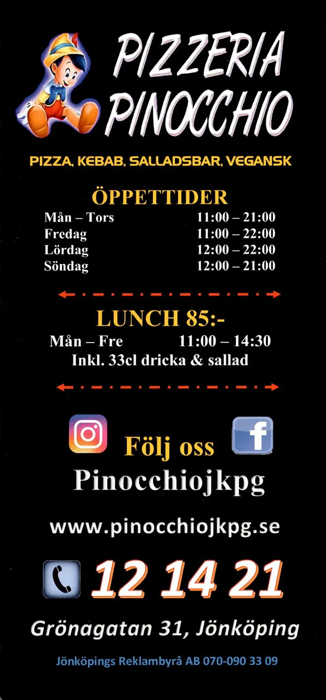 Menyn för Pinocchio, Jönköping