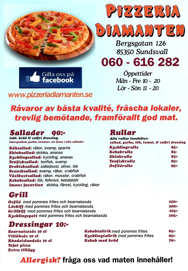 Menyn för Diamanten, Sundsvall