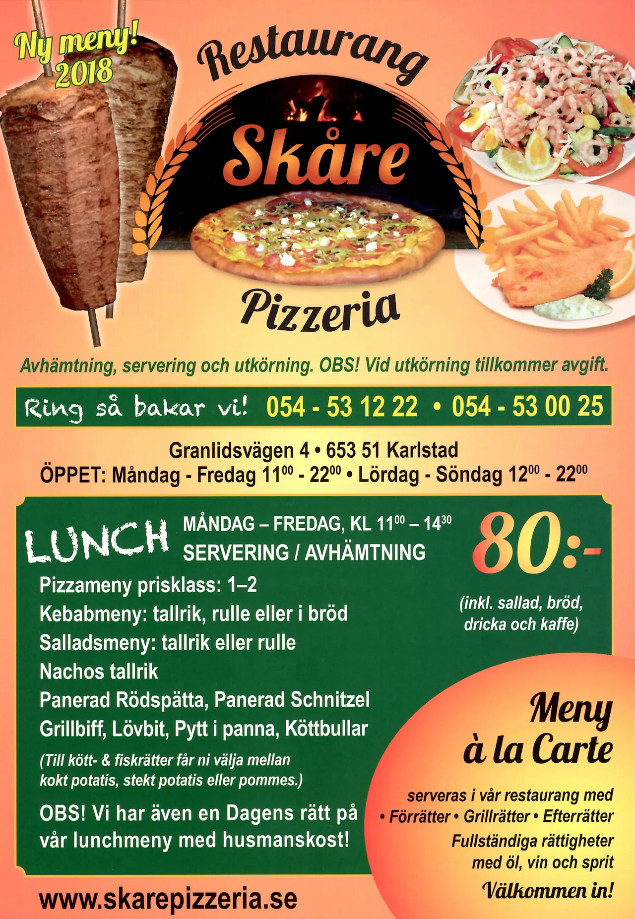 Bild på menyn för Skåre Pizzeria, Karlstad