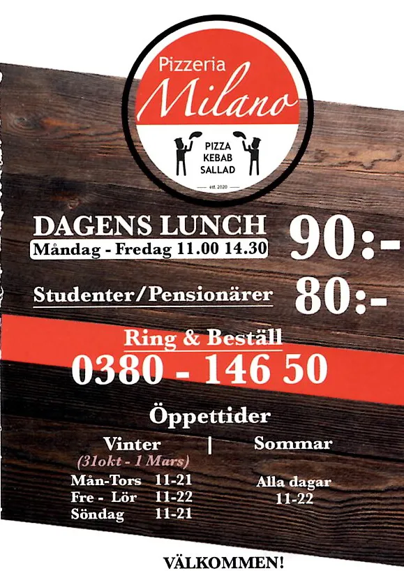 Bild på menyn för Milano, Nässjö