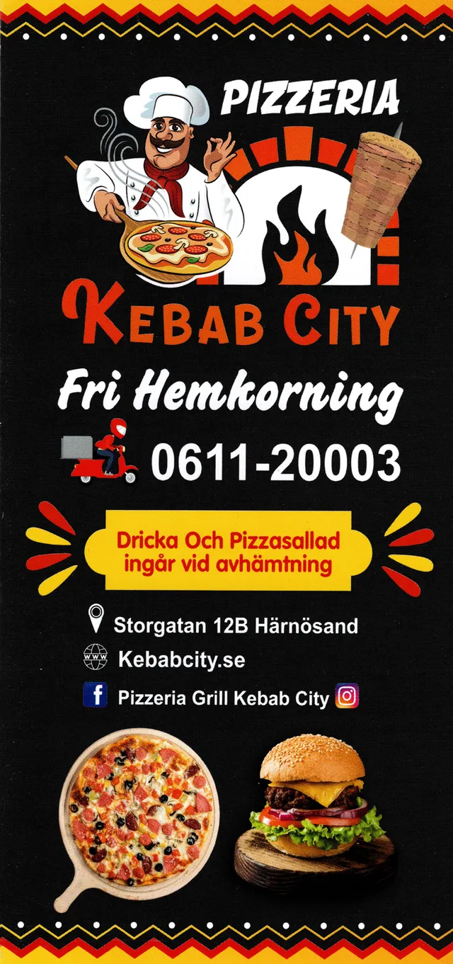 Menyn för Kebab City, Härnösand