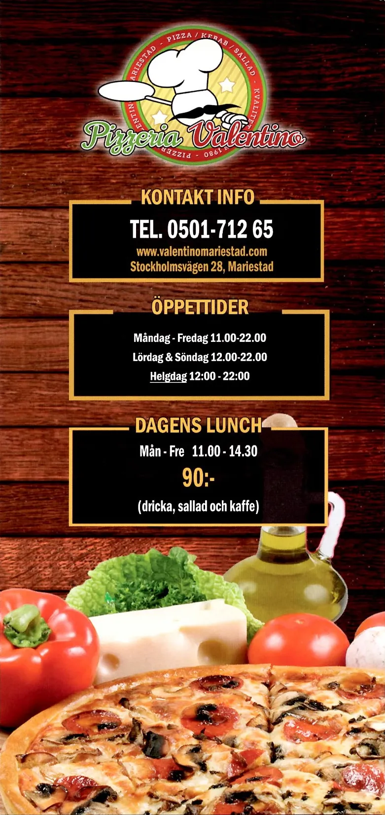 Bild på menyn för Valentino, Mariestad