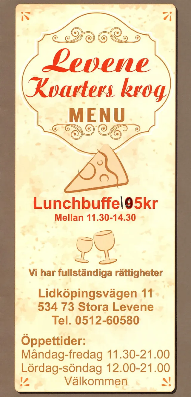 Menyn för Levene Kvarterskrog, Vara