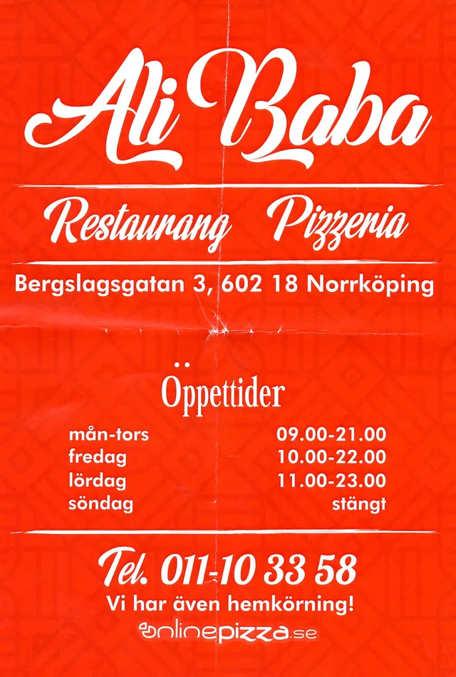 Menyn för Ali Baba, Norrköping