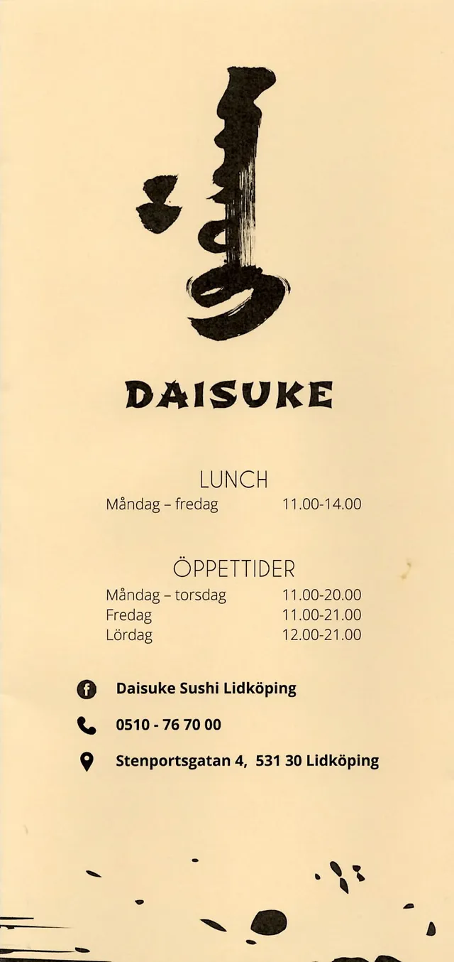Menyn för Daisuke, Lidköping