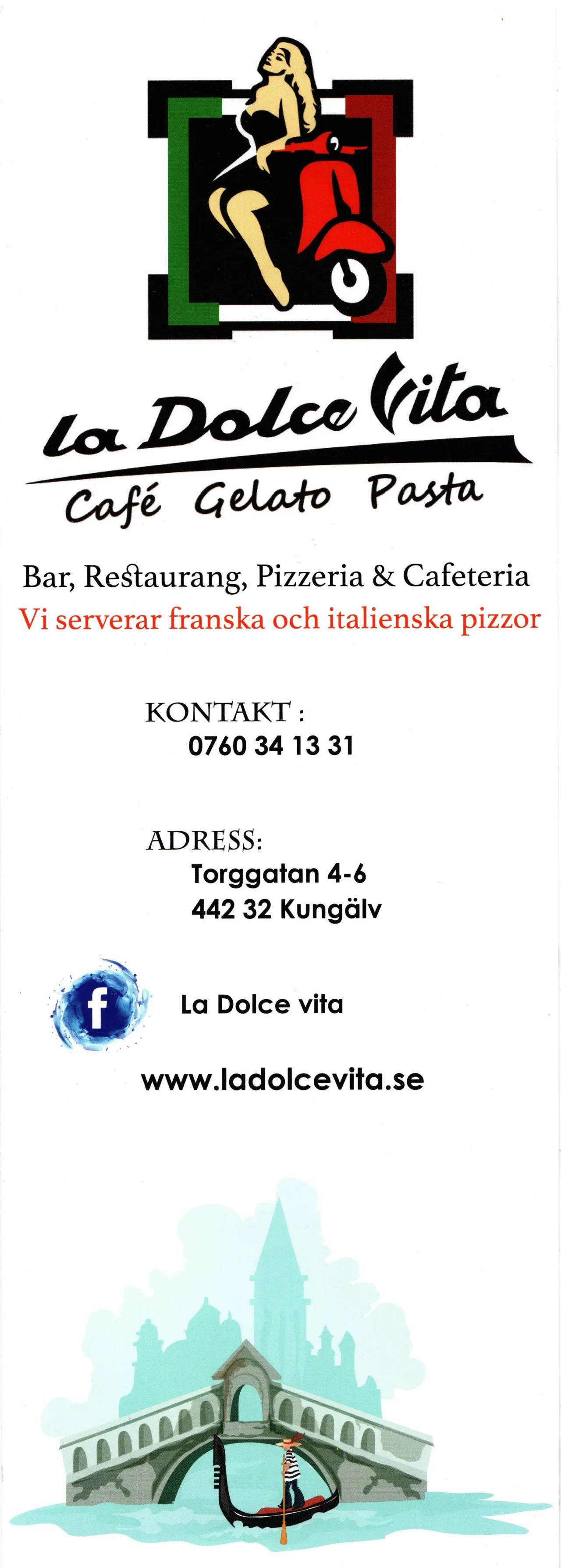 Bild på menyn för La Dolce Vita, Kungälv