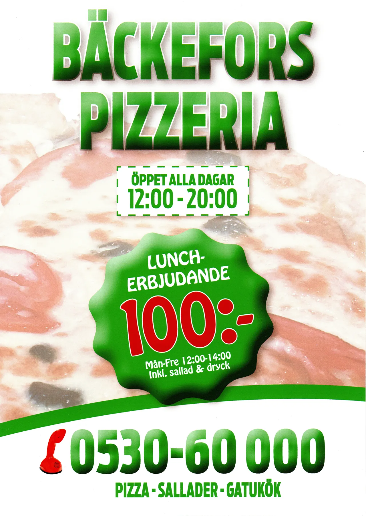 Bild på menyn för Bäckefors Pizzeria, Bengtsfors