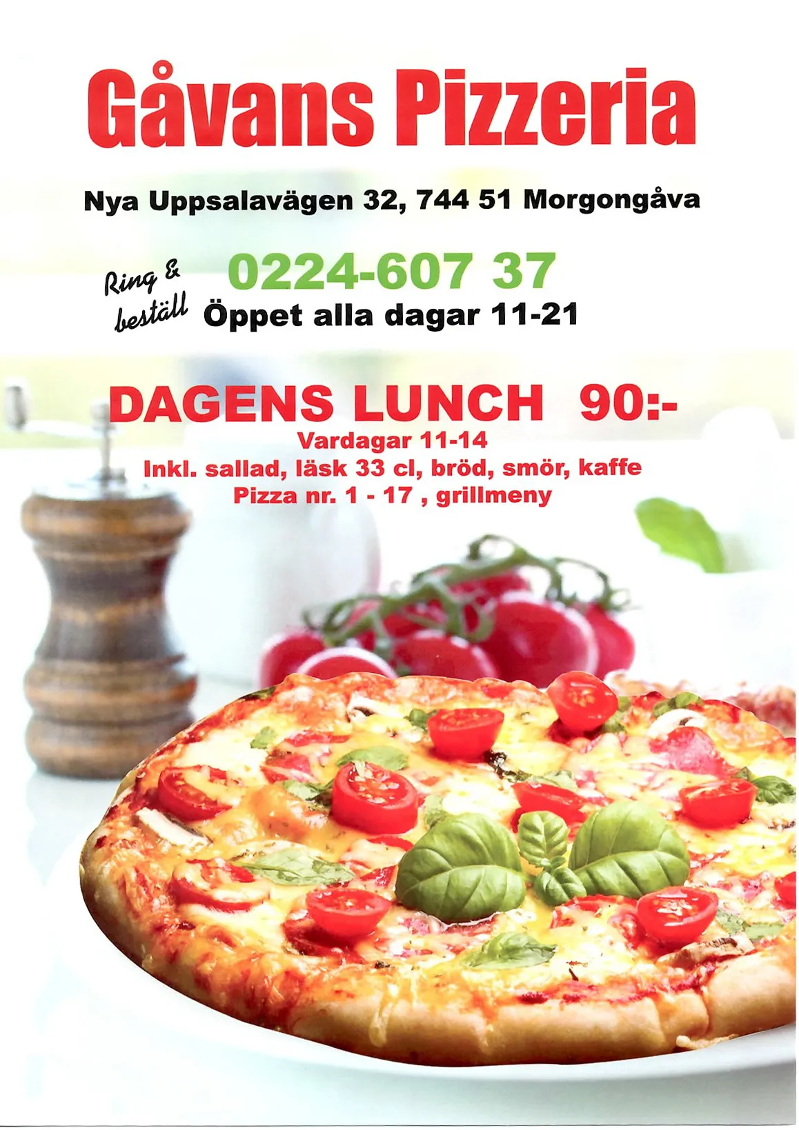 Bild på menyn för Gåvans Pizzeria, Heby
