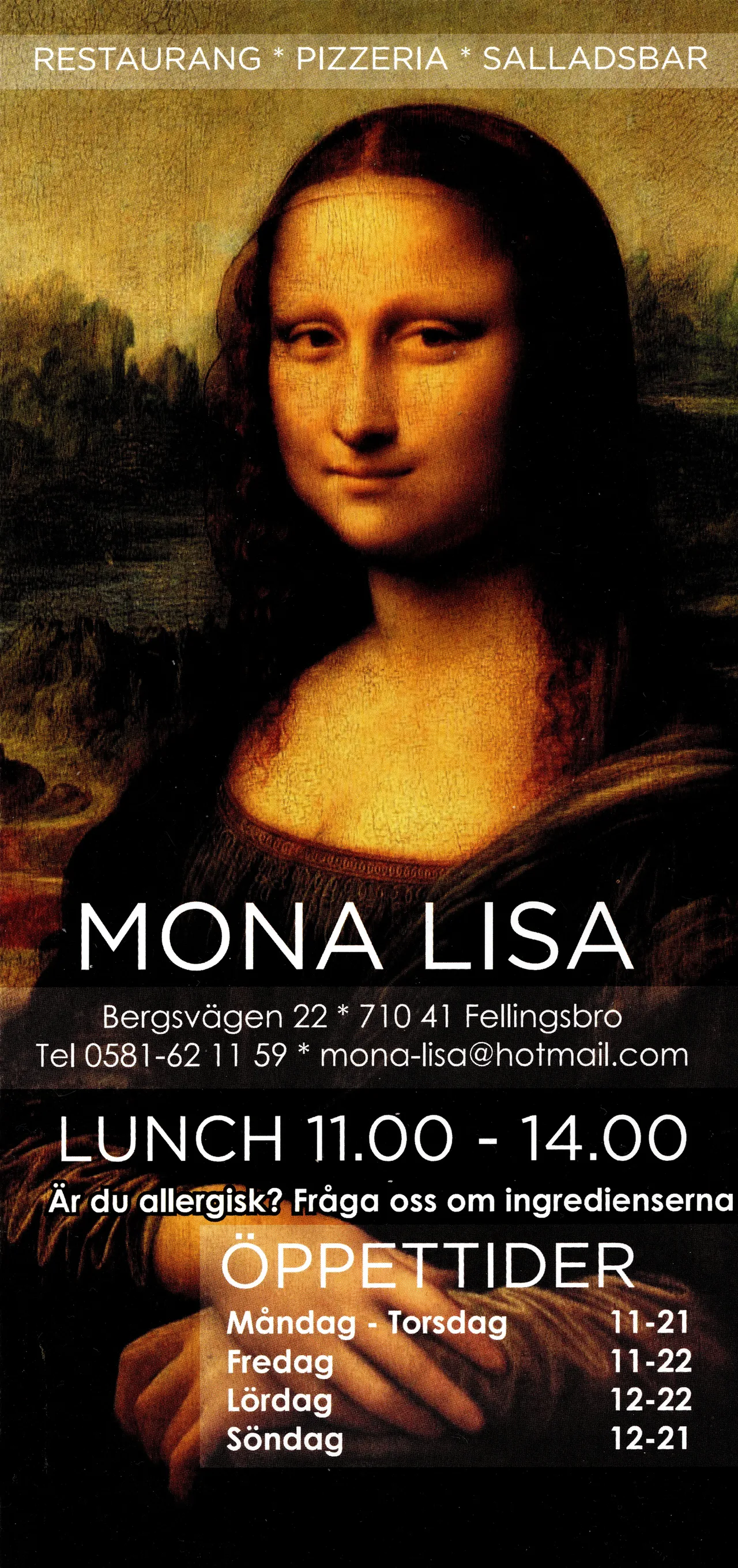 Bild på menyn för Mona Lisa, Lindesberg