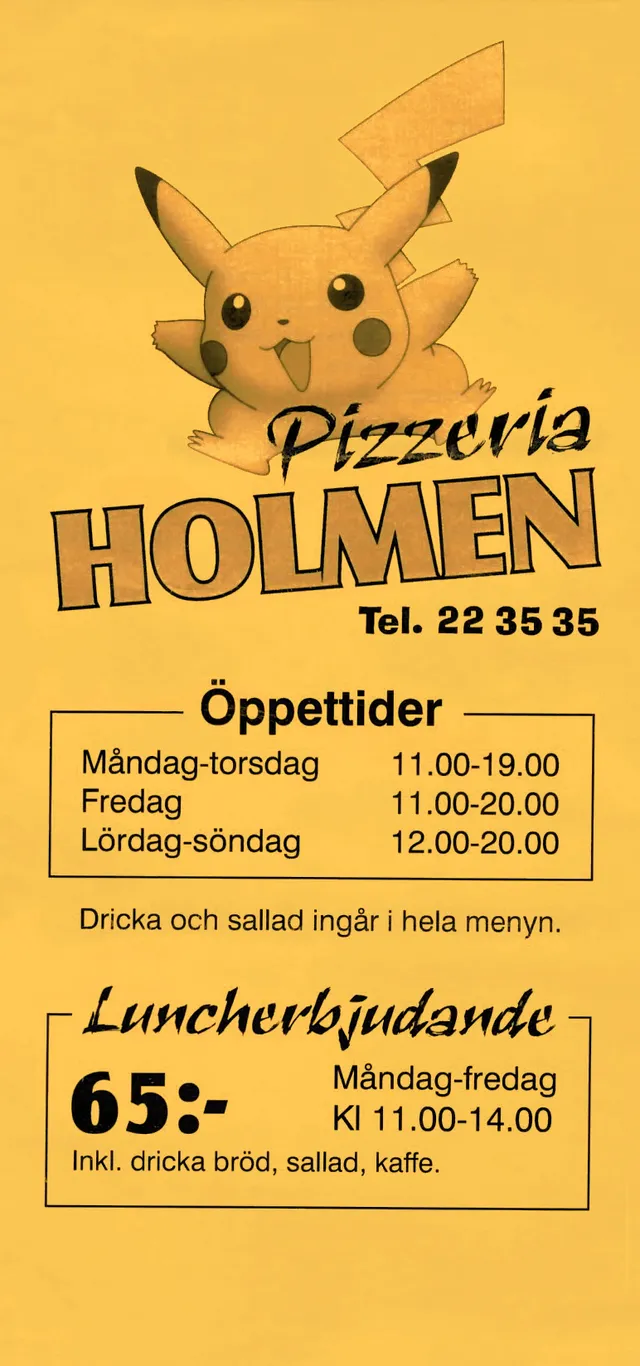 Menyn för Holmen, Örnsköldsvik