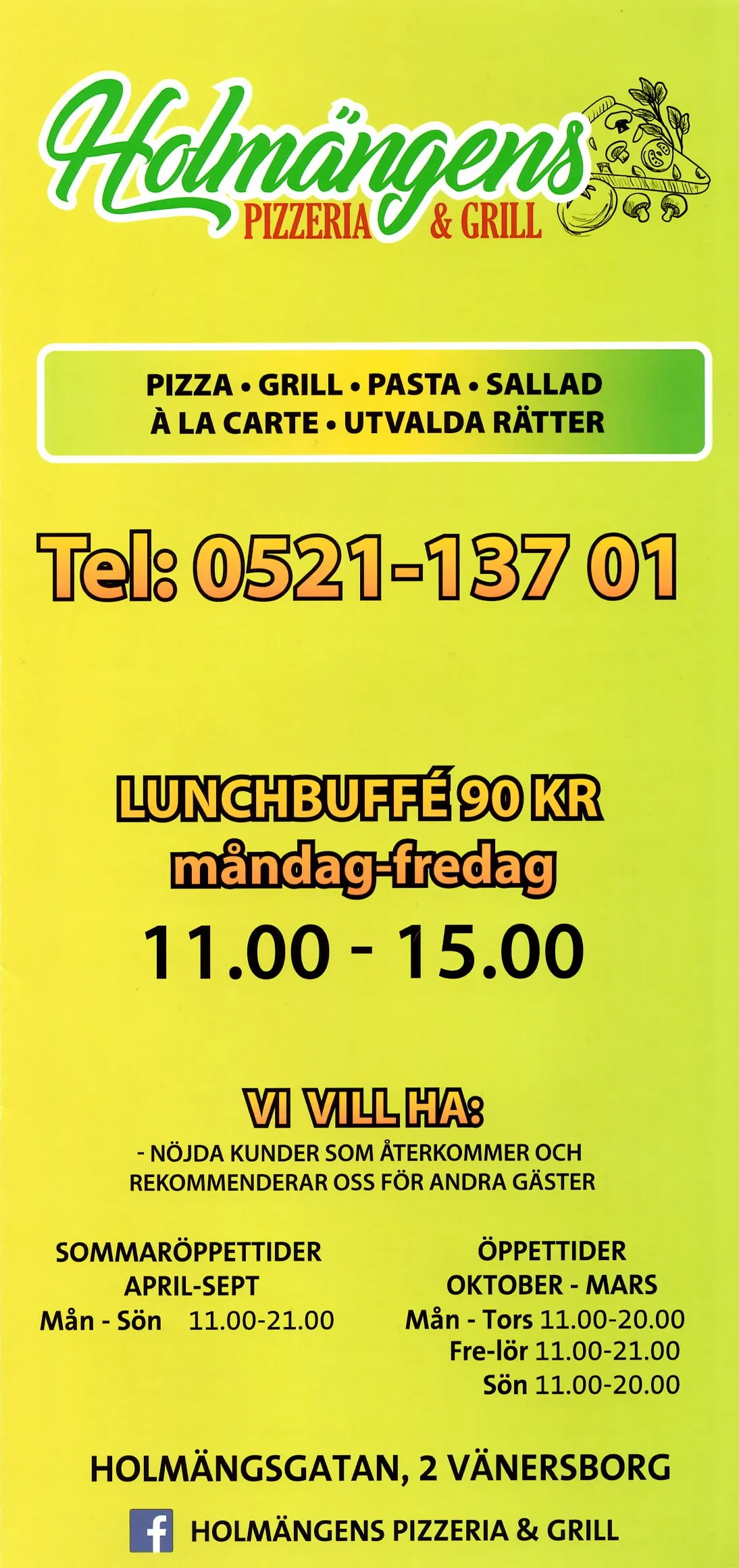 Bild på menyn för Holmängens Pizzeria, Vänersborg