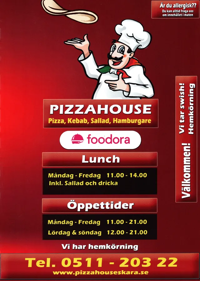 Menyn för Pizza House, Skara