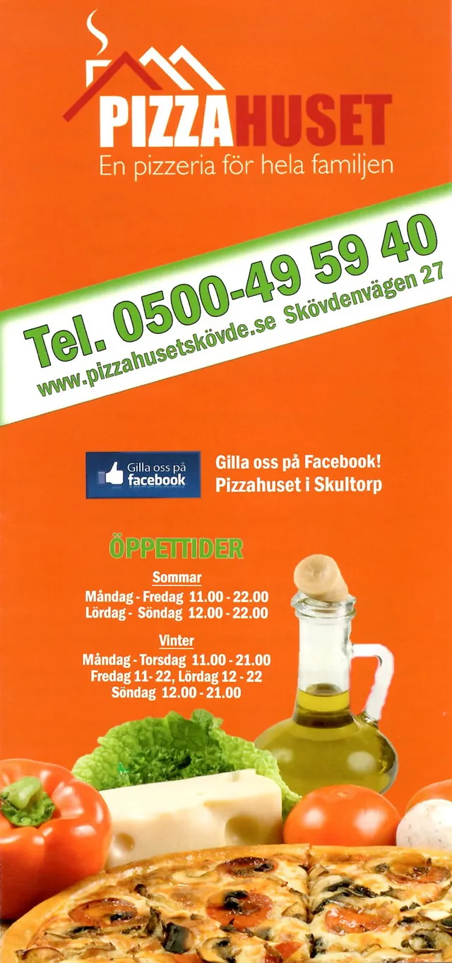 Menyn för Pizzahuset, Skövde