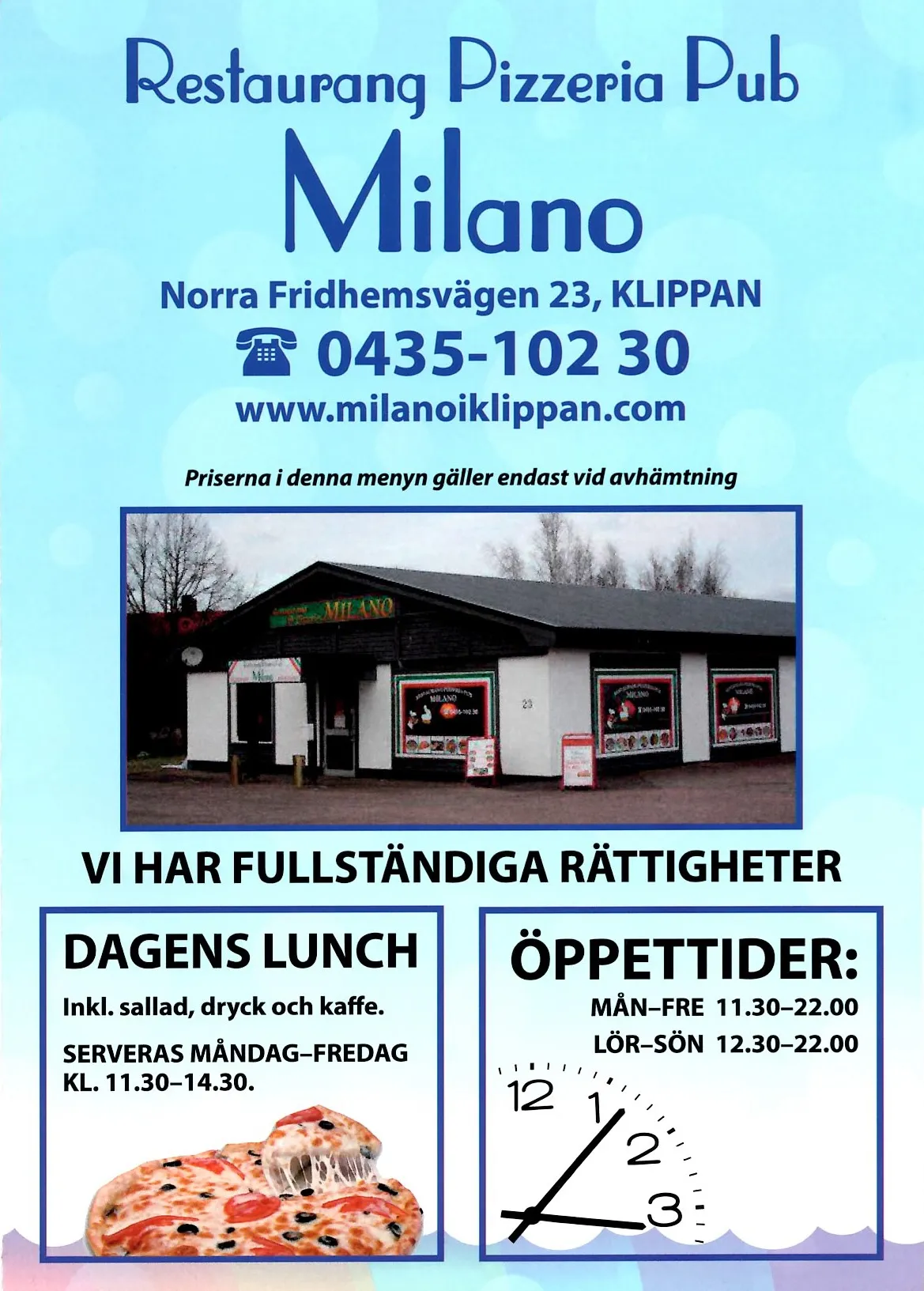 Bild på menyn för Milano, Klippan
