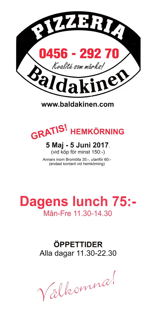 Menyn för Baldakinen, Bromölla