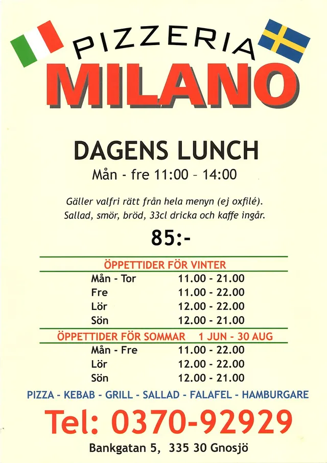 Menyn för Milano, Gnosjö