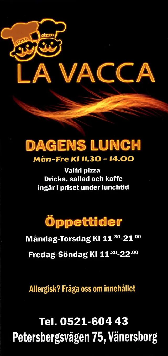 Menyn för La Vacca, Vänersborg