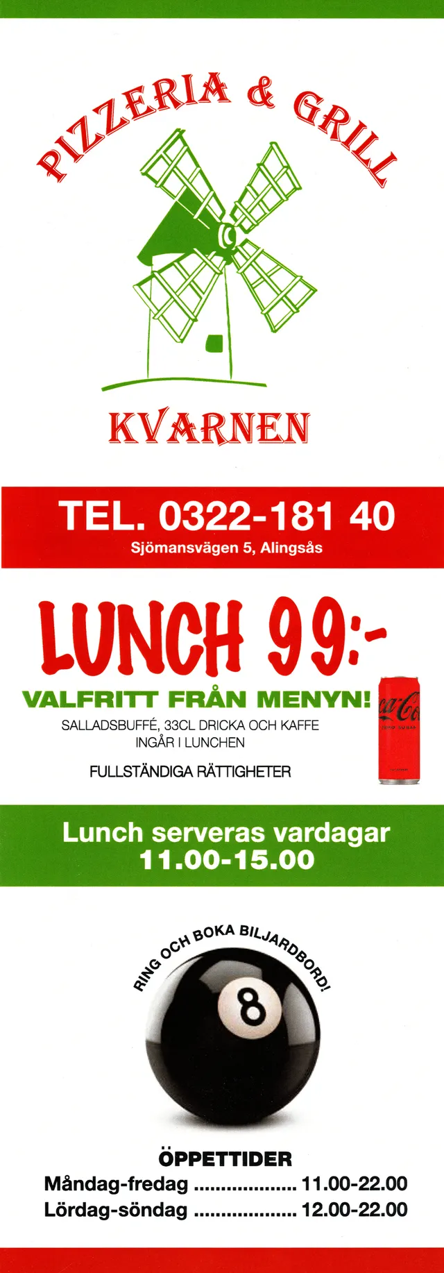 Menyn för Kvarnen, Alingsås