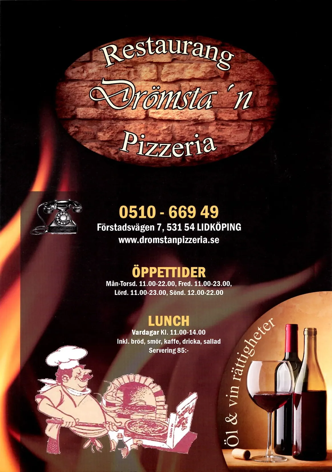 Bild på menyn för Drömsta'n Pizzeria, Lidköping