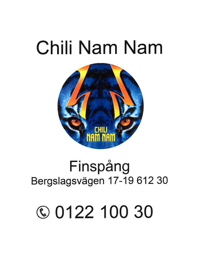 Menyn för Chili Nam Nam, Finspång