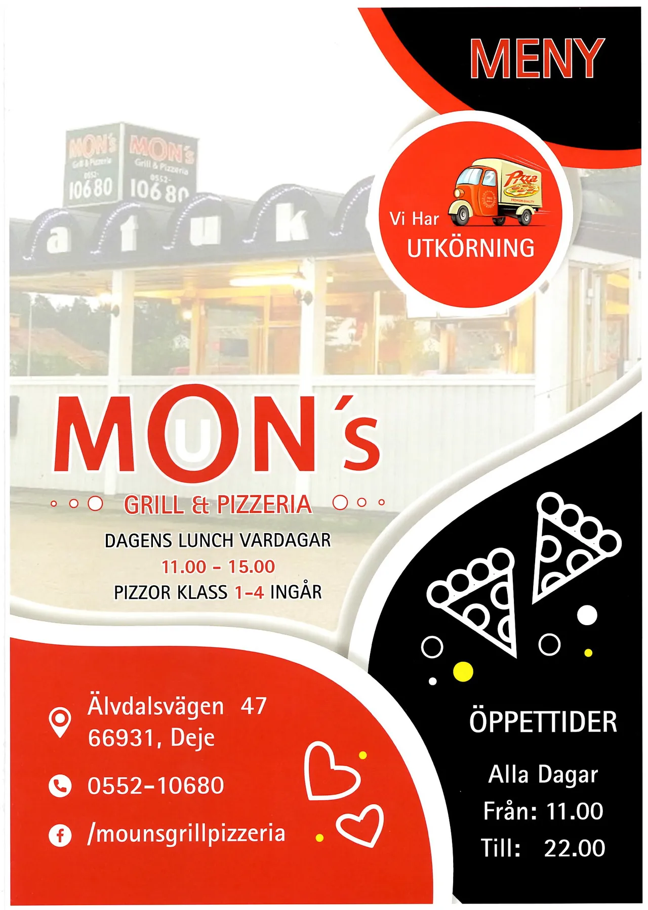 Bild på menyn för Mon's Grill & Pizzeria, Karlstad