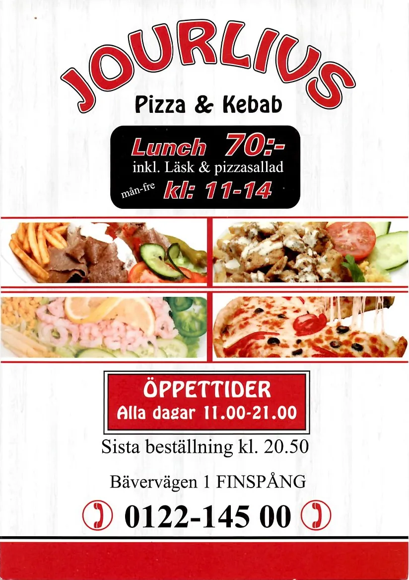 Bild på menyn för Jourlivs Pizza & Kebab, Finspång