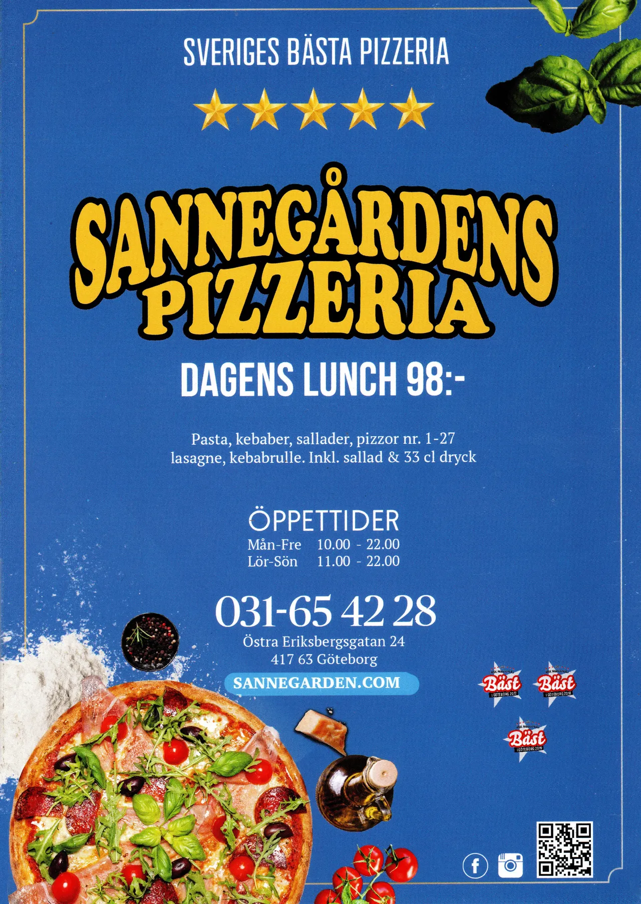 Bild på menyn för Sannegårdens Pizzeria, Göteborg