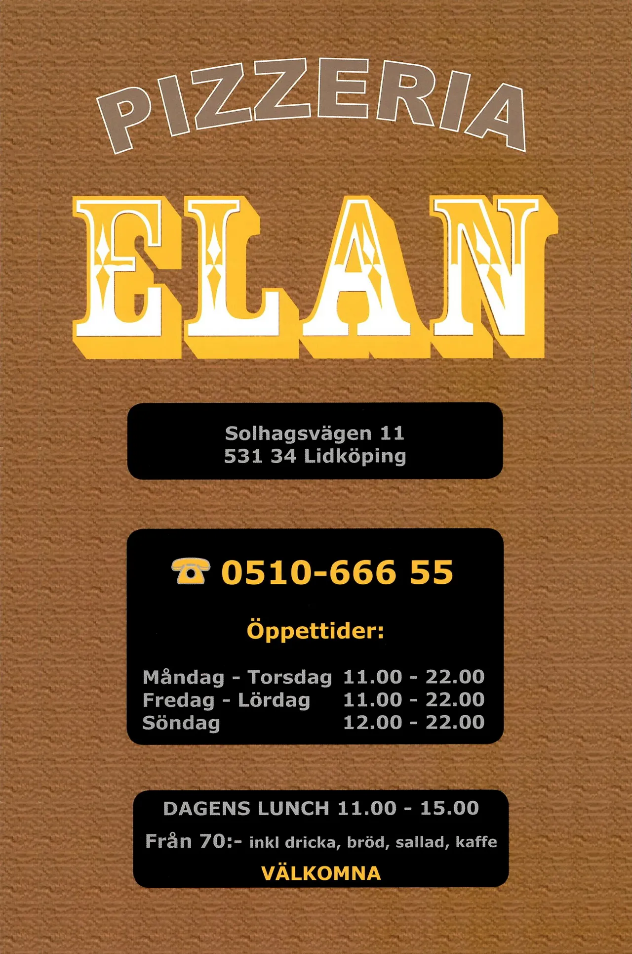 Bild på menyn för Elan, Lidköping