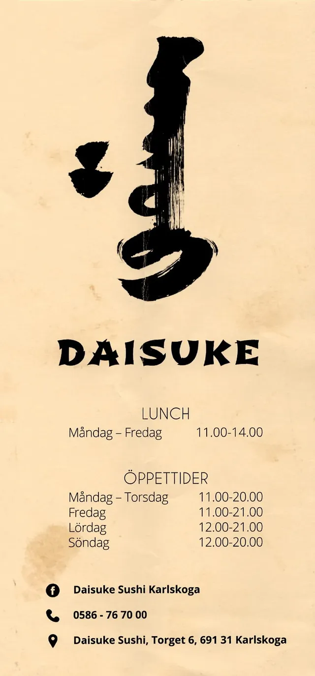 Menyn för Daisuke, Karlskoga