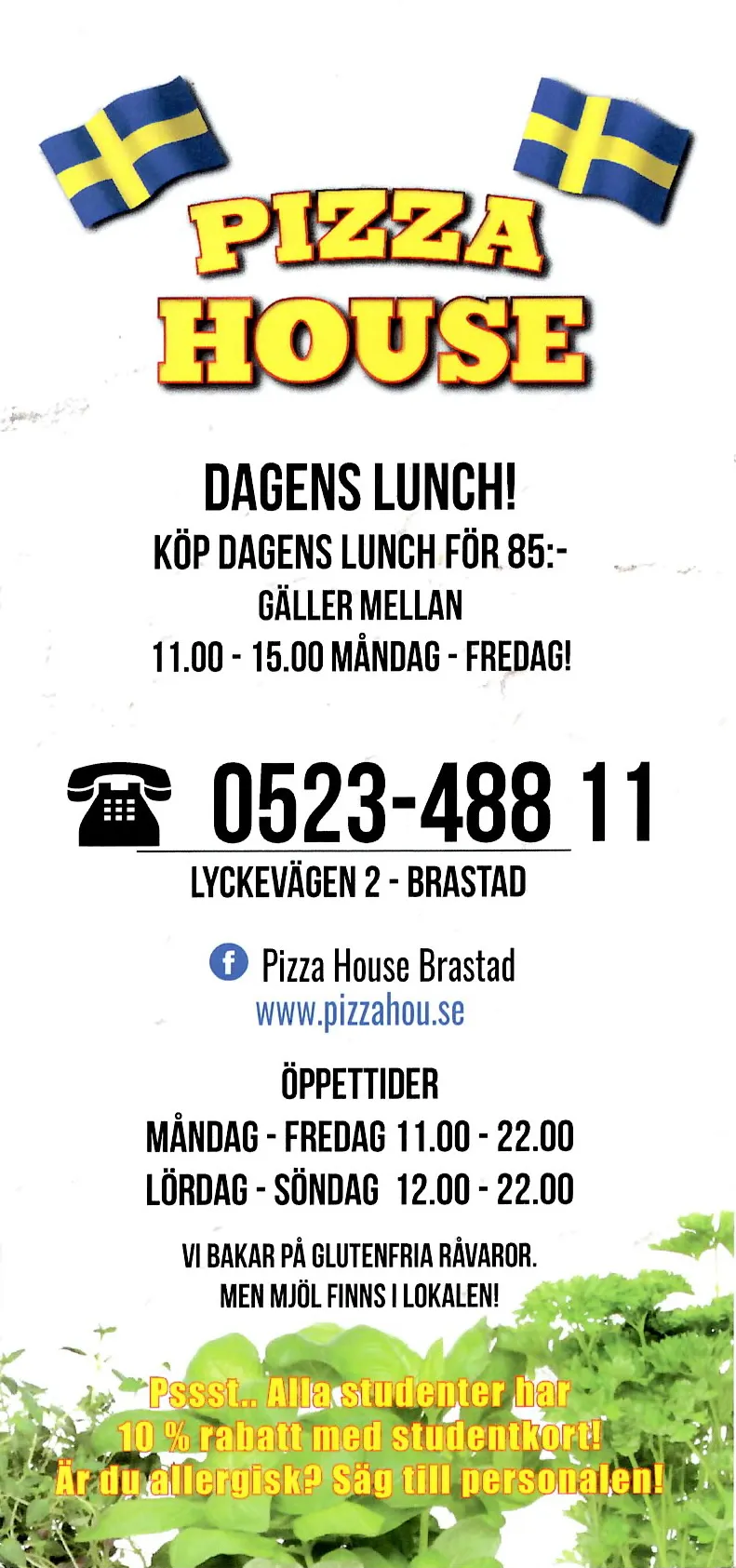 Bild på menyn för Pizza House, Brastad