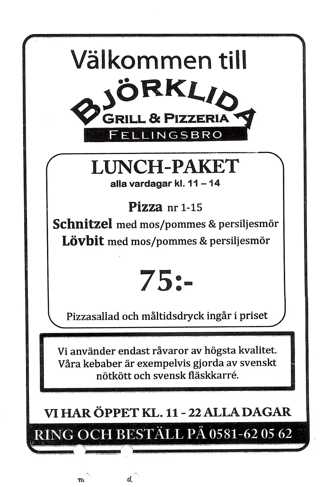 Bild på menyn för Björklida Grill & Pizzeria, Lindesberg
