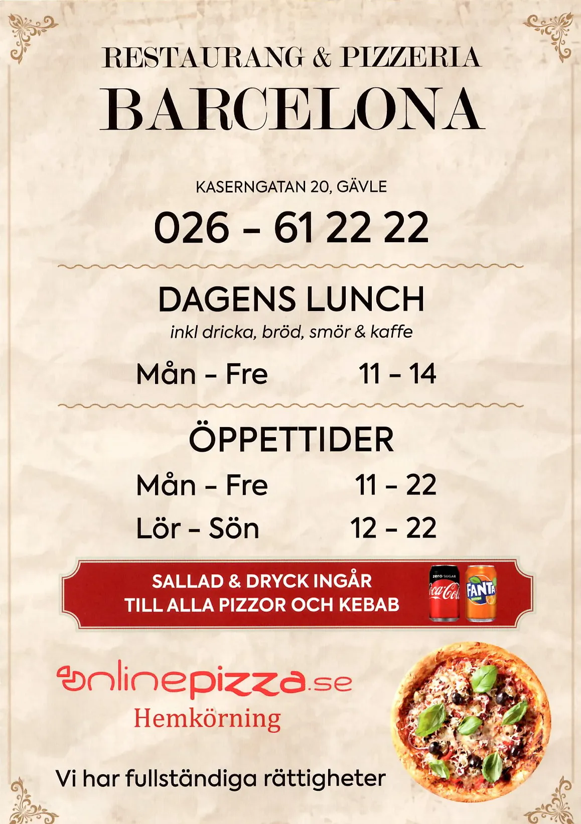 Bild på menyn för Barcelona, Gävle