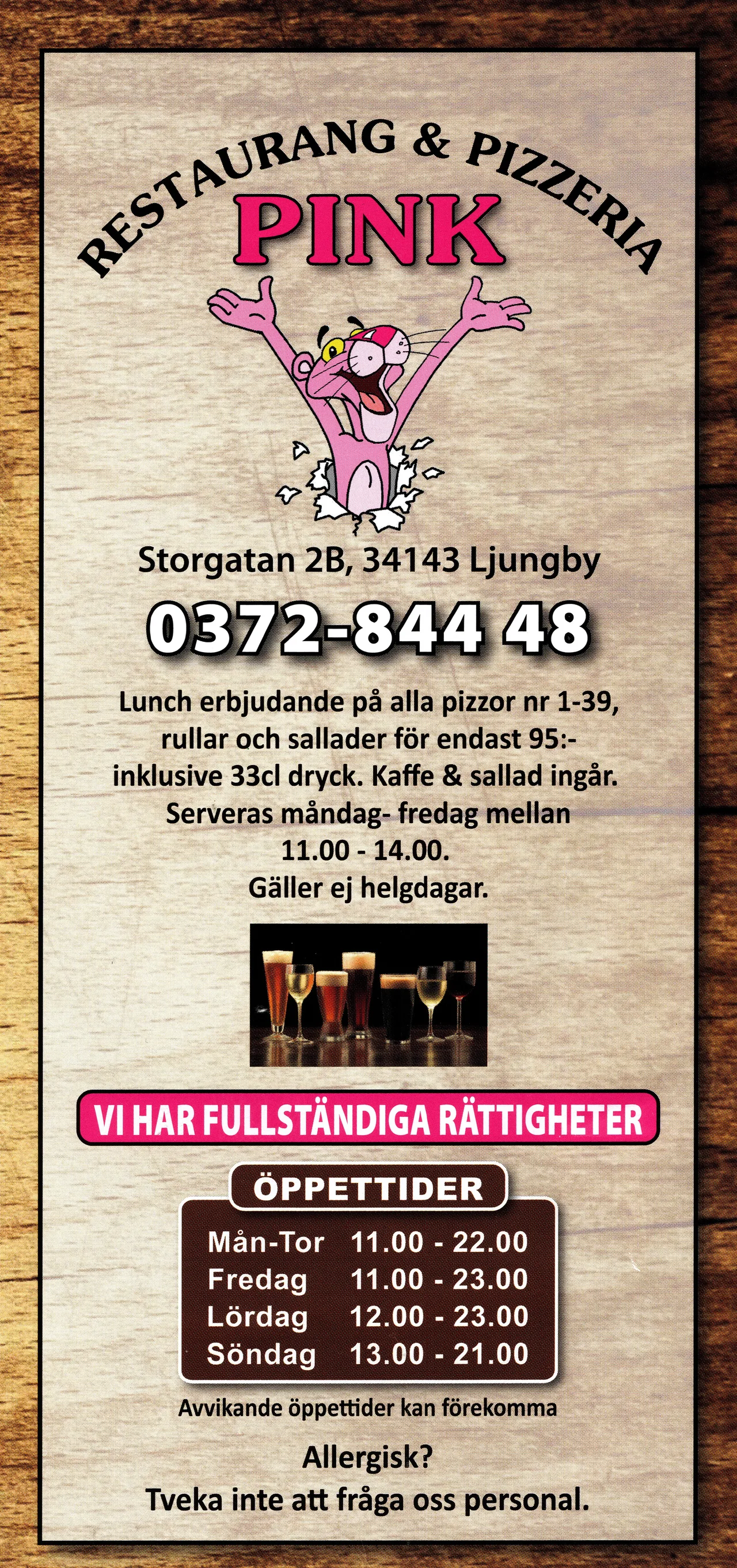 Bild på menyn för Pink, Ljungby