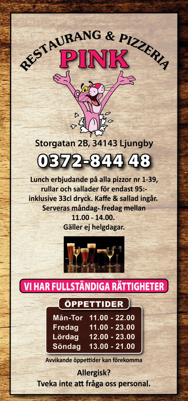 Menyn för Pink, Ljungby