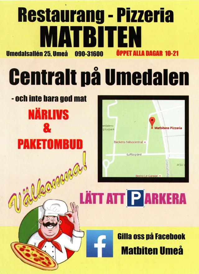 Menyn för Matbiten, Umeå