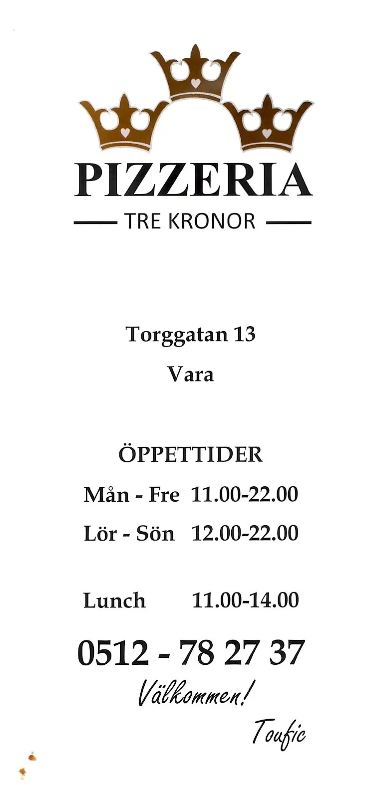 Bild på menyn för Tre Kronor, Vara