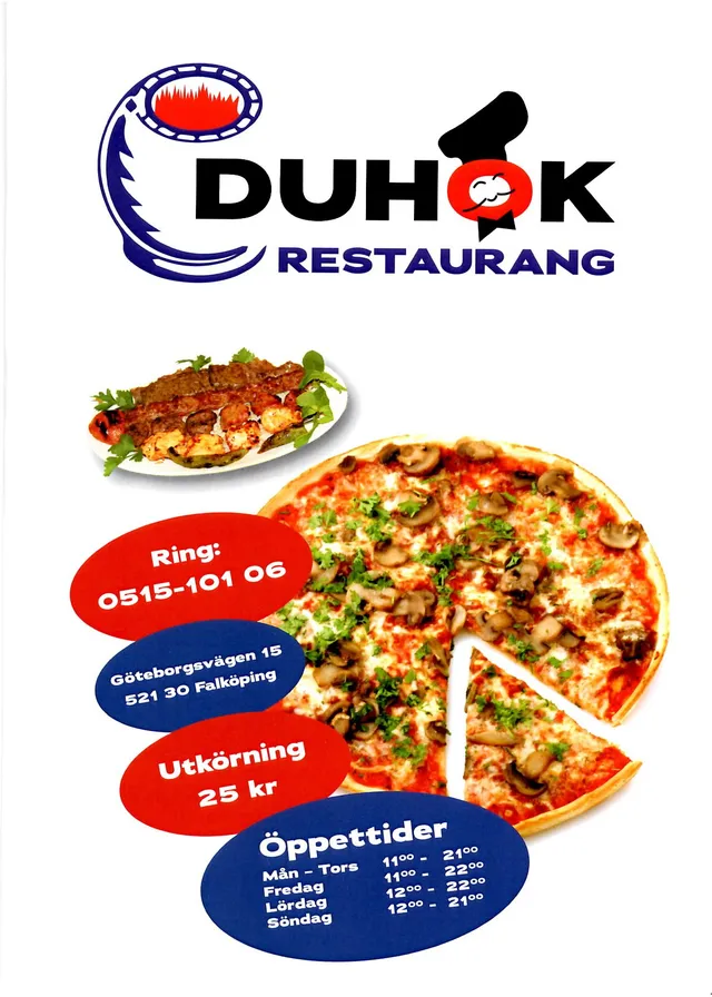 Menyn för Duhok Restaurang, Falköping