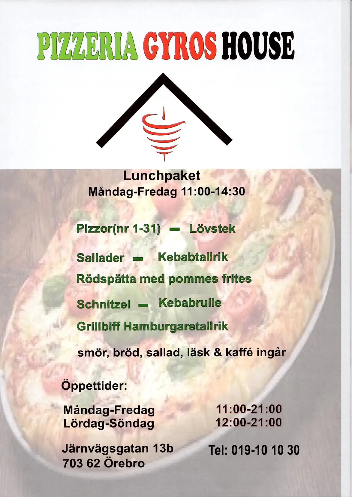 Bild på menyn för Gyros House, Örebro