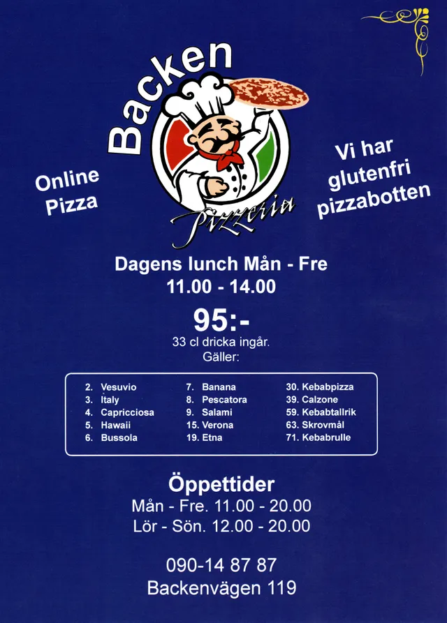 Menyn för Backen, Umeå