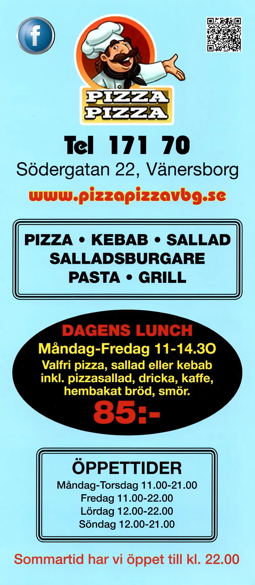 Bild på menyn för Pizza Pizza, Vänersborg