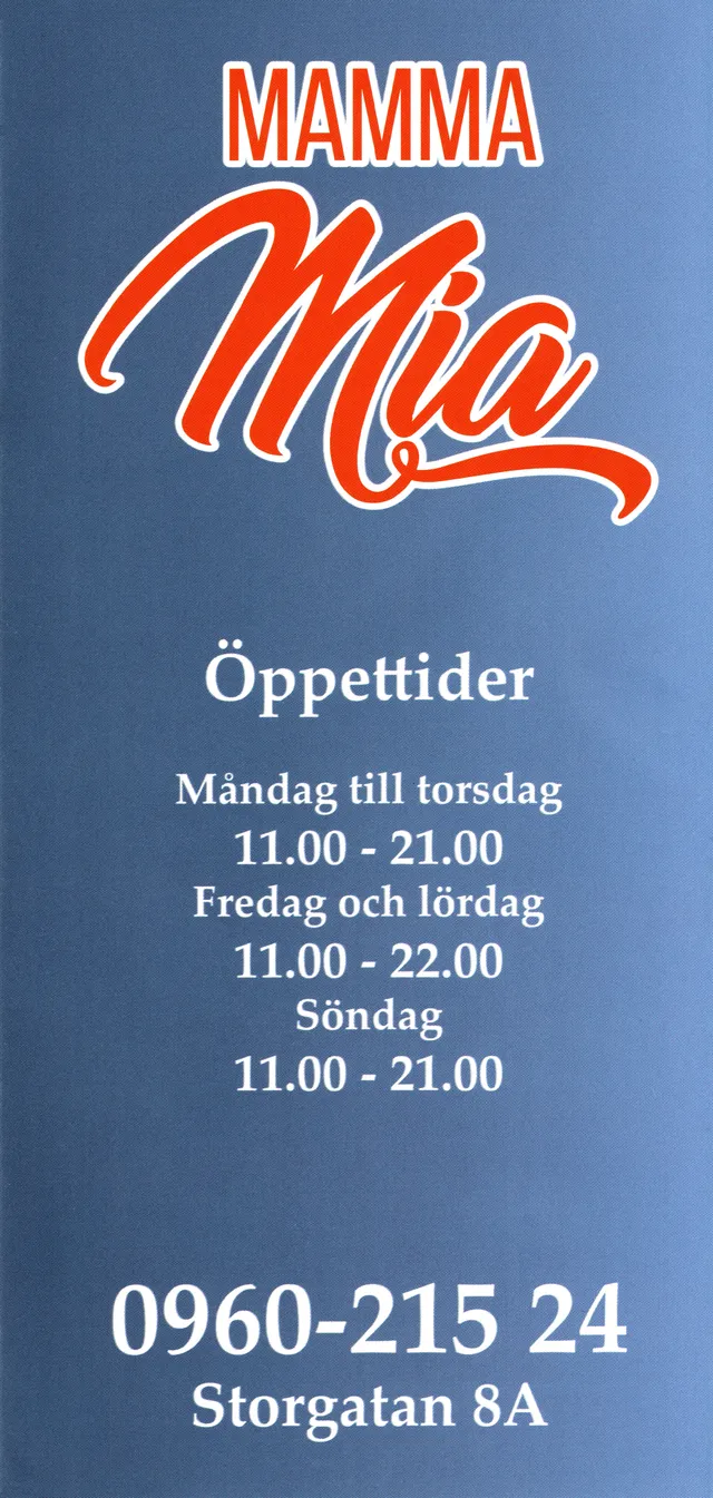 Menyn för Mamma Mia, Arvidsjaur