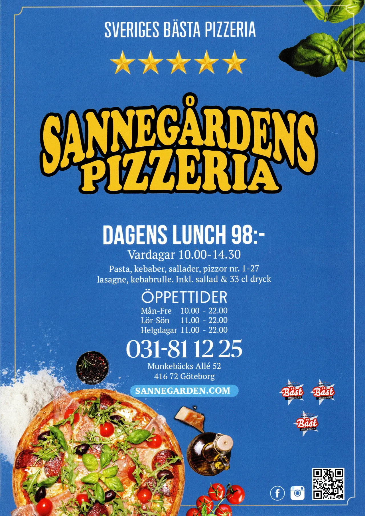 Bild på menyn för Sannegårdens Pizzeria, Göteborg