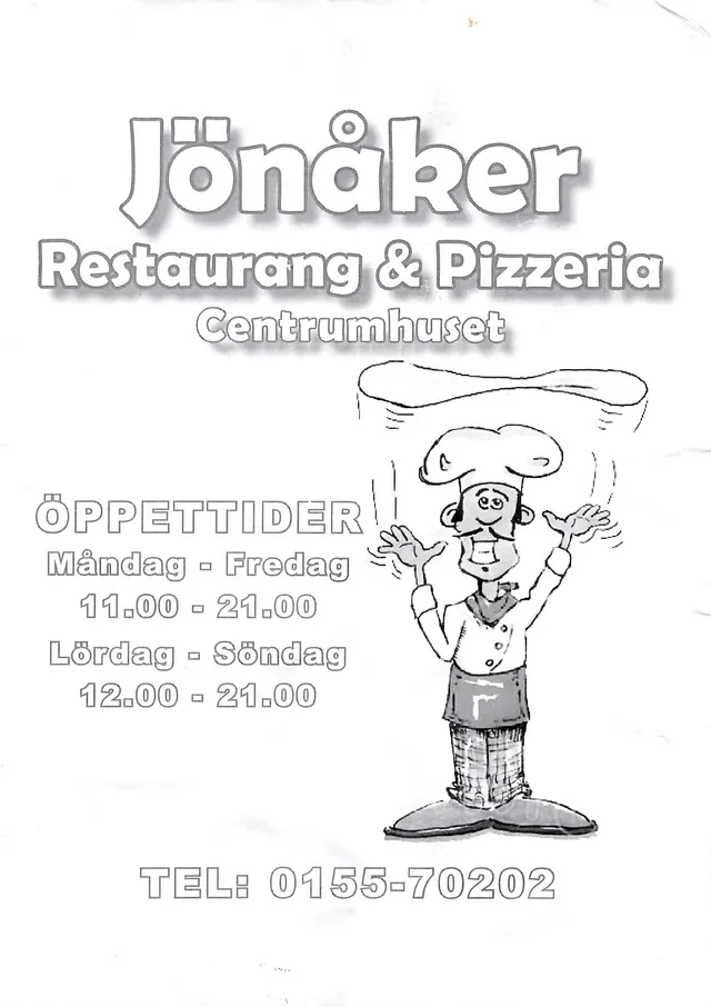 Menyn för Jönåker Restaurang & Pizzeria, Nyköping