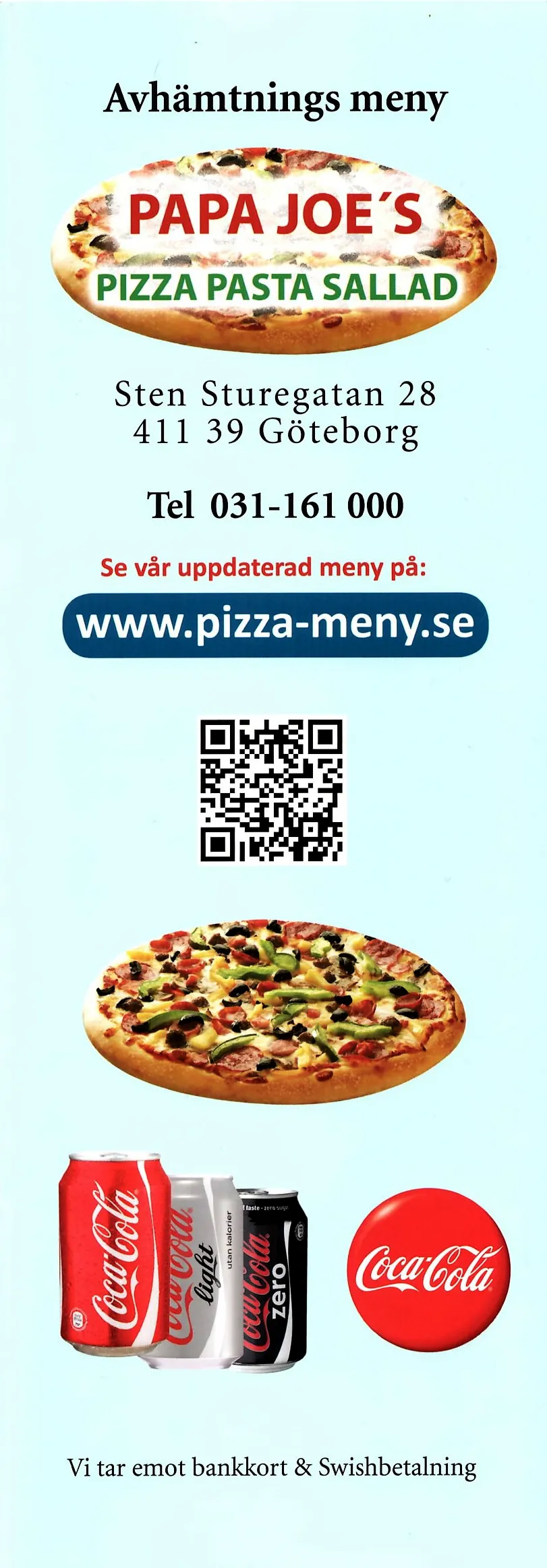 Bild på menyn för Papa Joe's, Göteborg