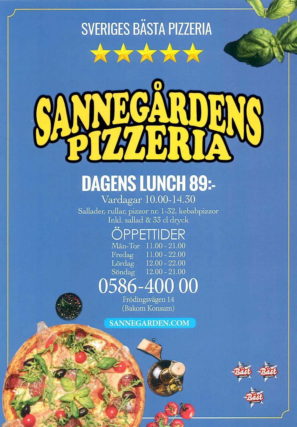 Bild på menyn för Sannegårdens Pizzeria, Karlskoga