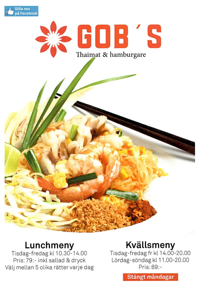 Menyn för Gob's Thai, Kalix