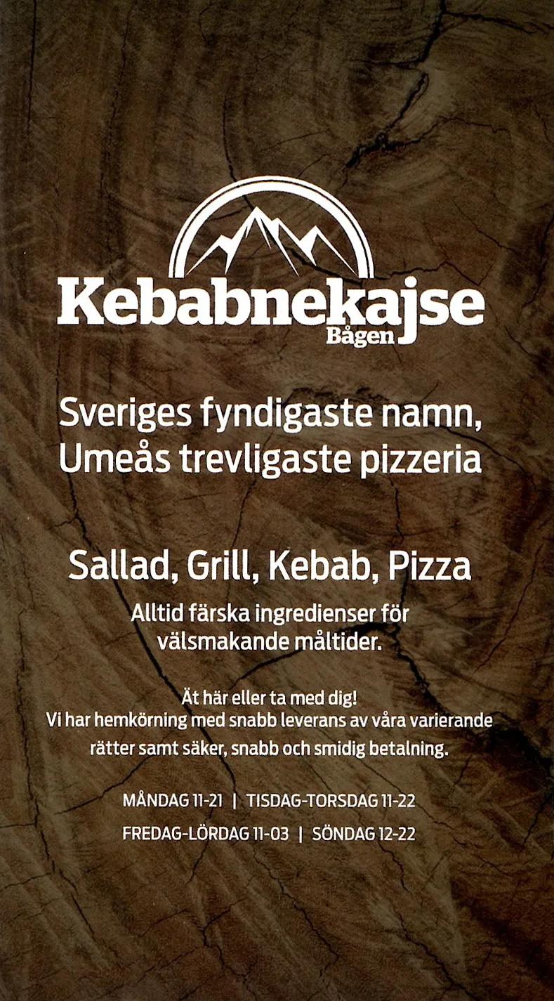 Bild på menyn för Kebabnekajse, Umeå