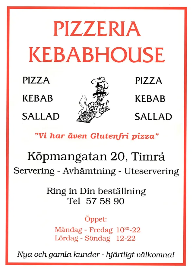 Menyn för Kebabhouse, Timrå