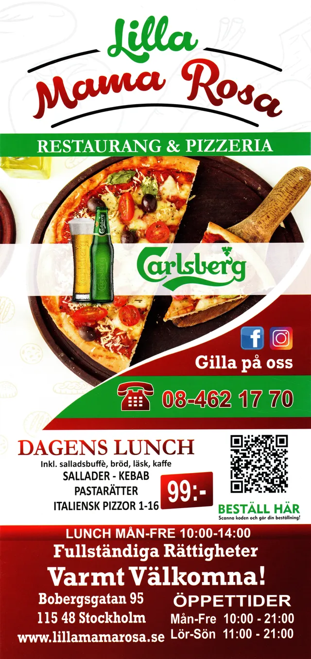 Menyn för Lilla Mama Rosa, Stockholm
